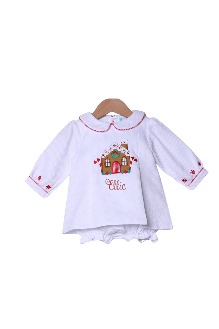 The Smocked Flamingo Apparel & Accessories Smocked Gingerbread Lane Honeycomb Pleated Skirted Bubble
