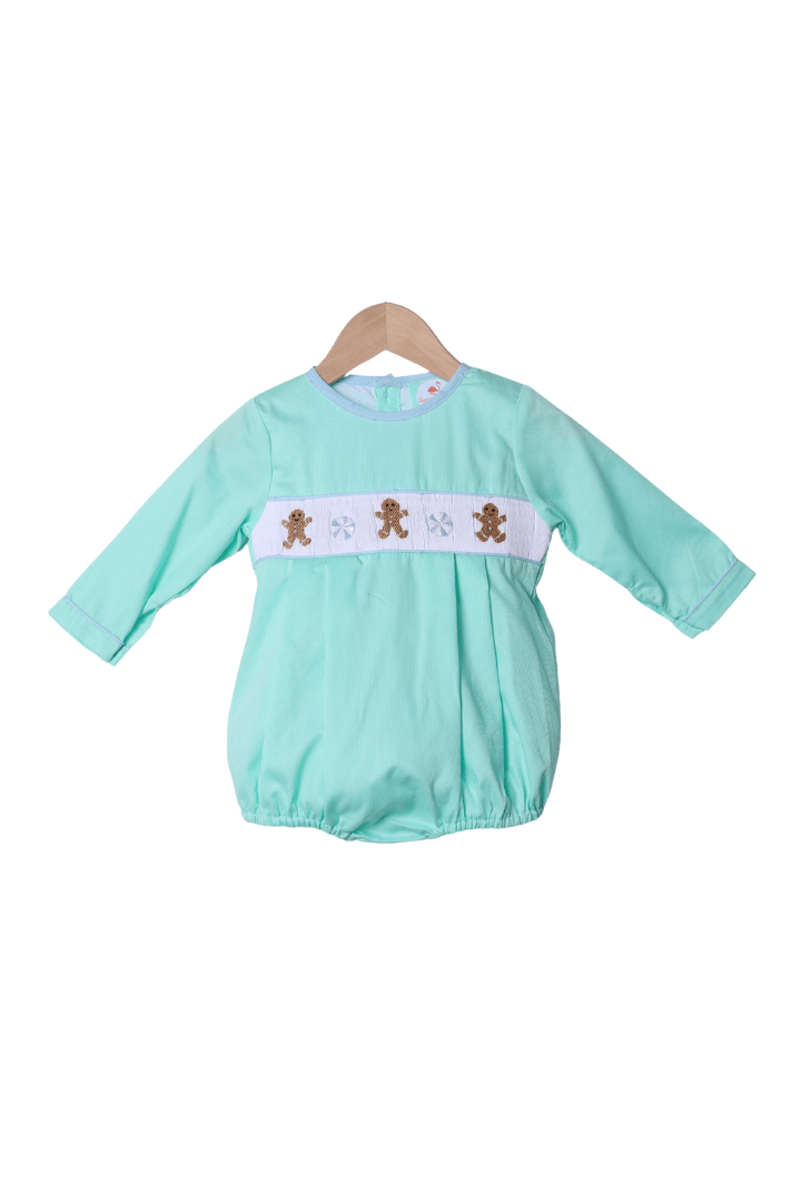 The Smocked Flamingo Apparel & Accessories Smocked Gingerbread Sweets Mint Bubble