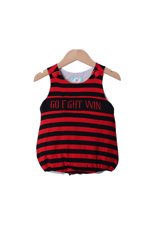 The Smocked Flamingo Apparel & Accessories Smocked Go, Fight, Win Red/Black Stripe Bubble