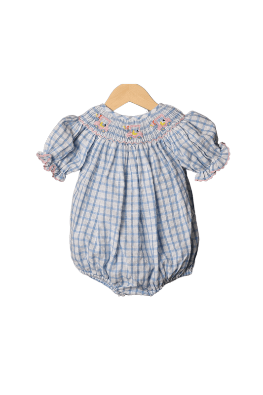 The Smocked Flamingo Apparel & Accessories Smocked Golf Cart Blue Windowpane Bubble