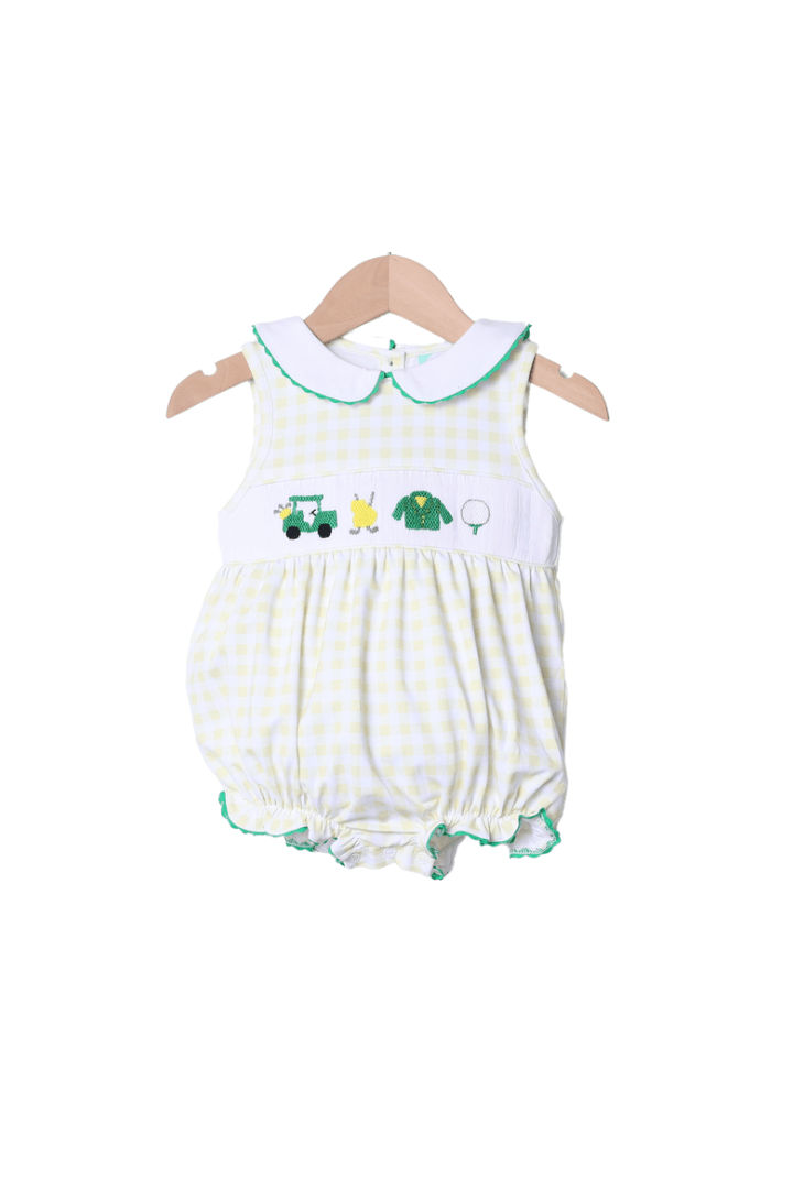 Smocked Golf Green Stripe Bubble