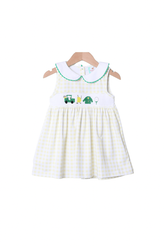 The Smocked Flamingo Apparel & Accessories Smocked Golf Classics Yellow Gingham Dress