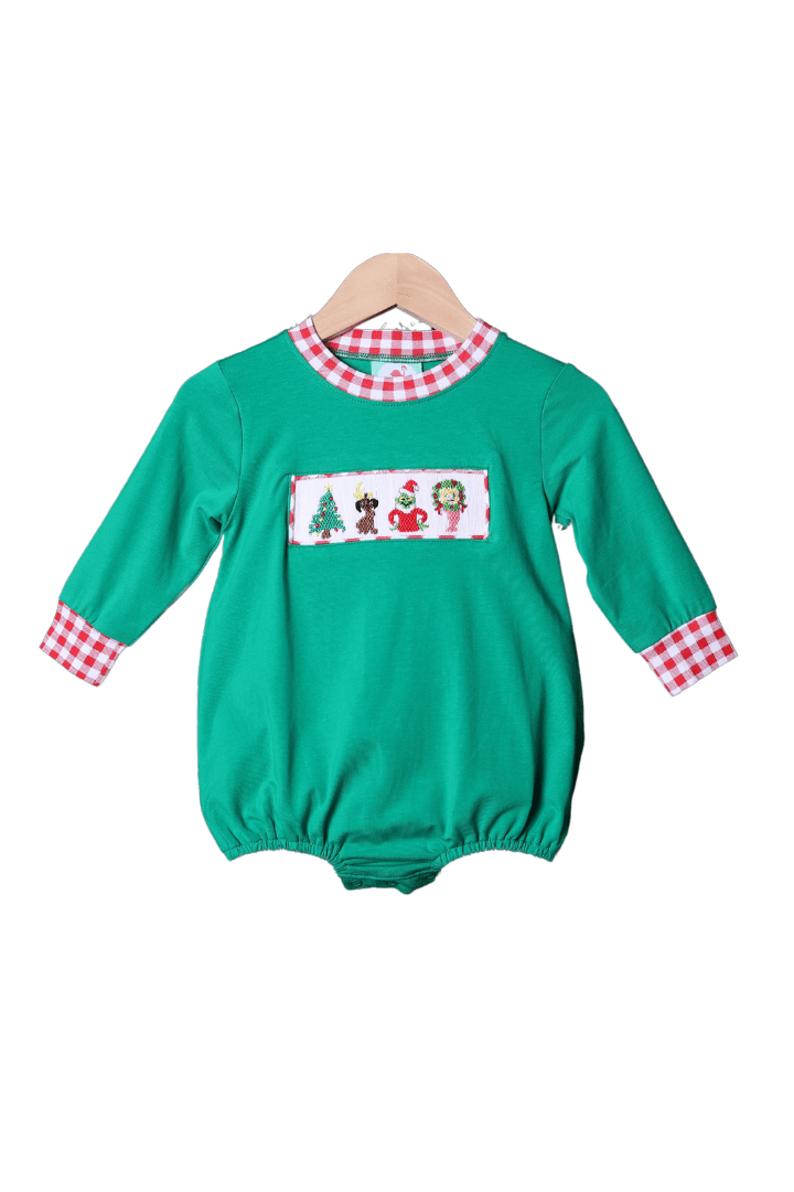 The Smocked Flamingo Apparel & Accessories Smocked Grouch Green Knit Bubble