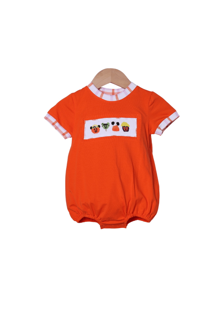 The Smocked Flamingo Apparel & Accessories Smocked Halloween Mouse Treats Plaid Bubble