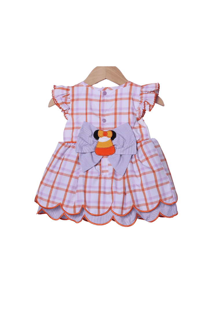 The Smocked Flamingo Apparel & Accessories Smocked Halloween Mouse Treats Plaid Skirted Bubble