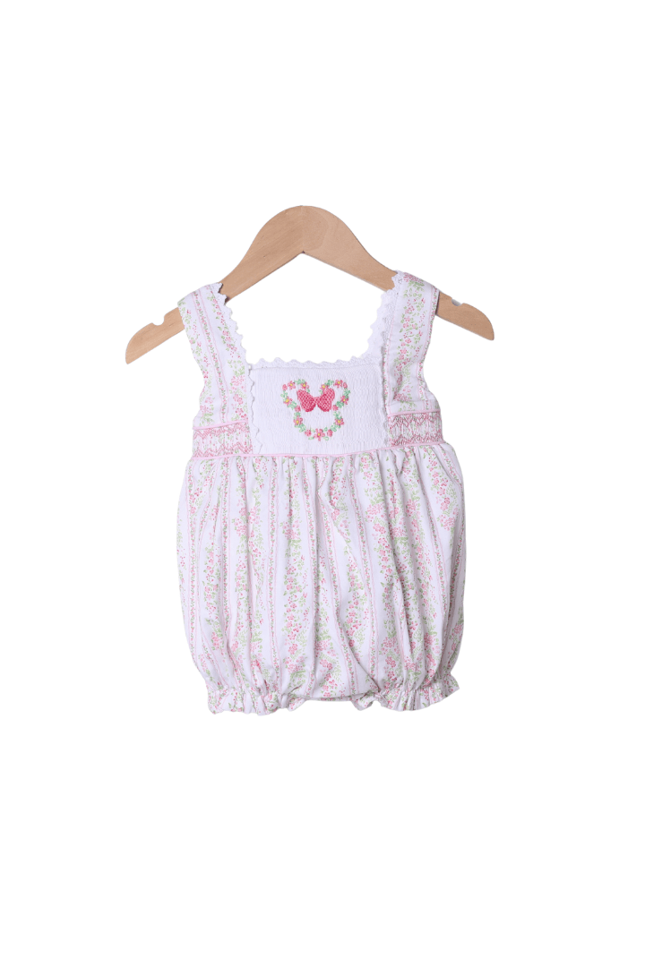 The Smocked Flamingo Apparel & Accessories Smocked/Hand Embroidered Flower Mouse Bubble