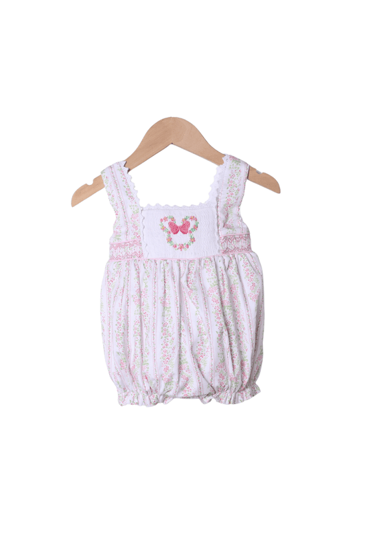 The Smocked Flamingo Apparel & Accessories Smocked/Hand Embroidered Flower Mouse Bubble