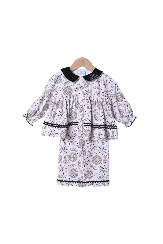 The Smocked Flamingo Apparel & Accessories Smocked Happy New Year Swing Lounge Set