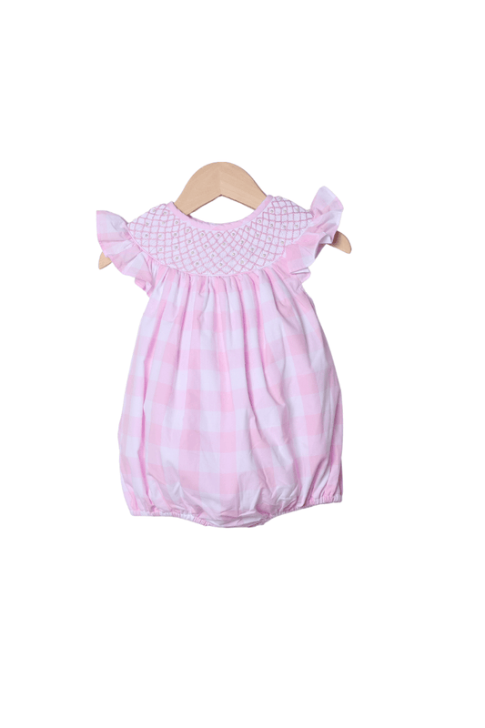 The Smocked Flamingo Apparel & Accessories Smocked Heirloom and Pearl Pink Buffalo Bubble