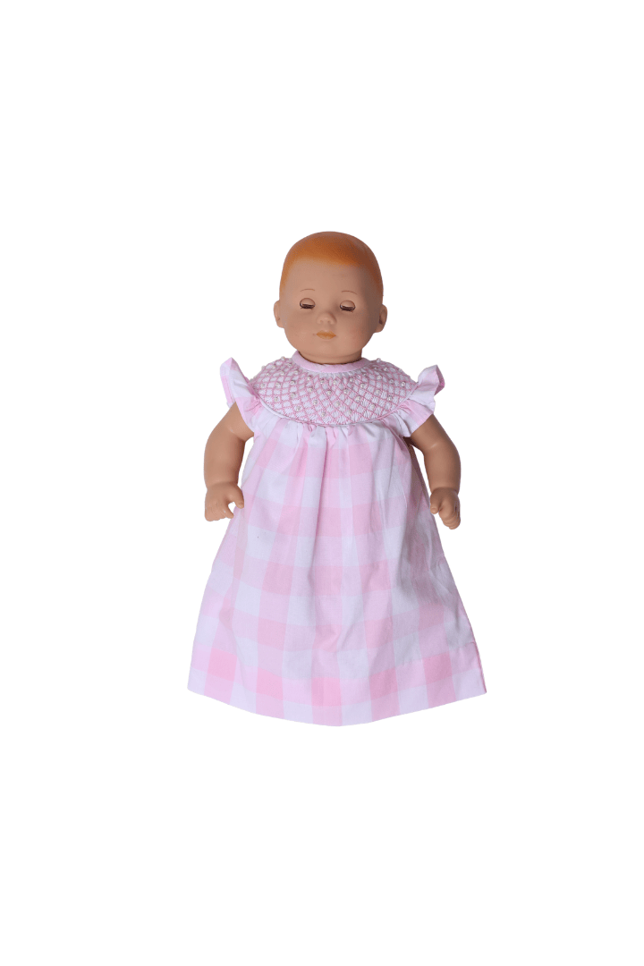 The Smocked Flamingo Apparel & Accessories Smocked Heirloom and Pearl Pink Buffalo-Doll Match