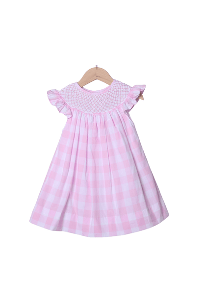 The Smocked Flamingo Apparel & Accessories Smocked Heirloom and Pearl Pink Buffalo Dress