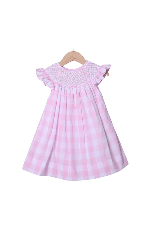 The Smocked Flamingo Apparel & Accessories Smocked Heirloom and Pearl Pink Buffalo Dress