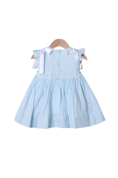 The Smocked Flamingo Apparel & Accessories Smocked Heirloom Blue Linen Dress