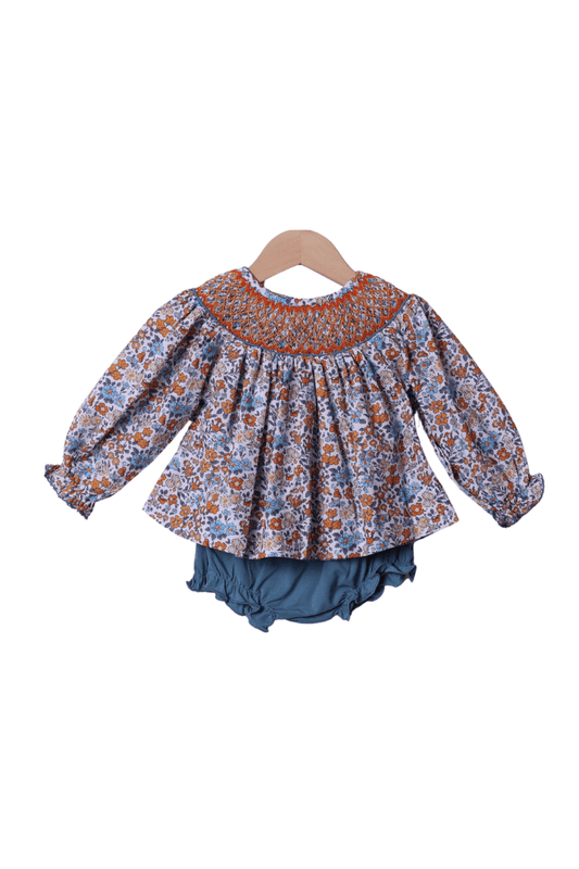 The Smocked Flamingo Apparel & Accessories Smocked Heirloom Fall Floral Bloomer Set