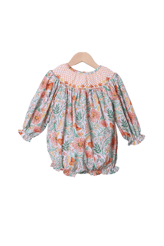 The Smocked Flamingo Apparel & Accessories Smocked Heirloom Fall Floral Butterfly Bubble