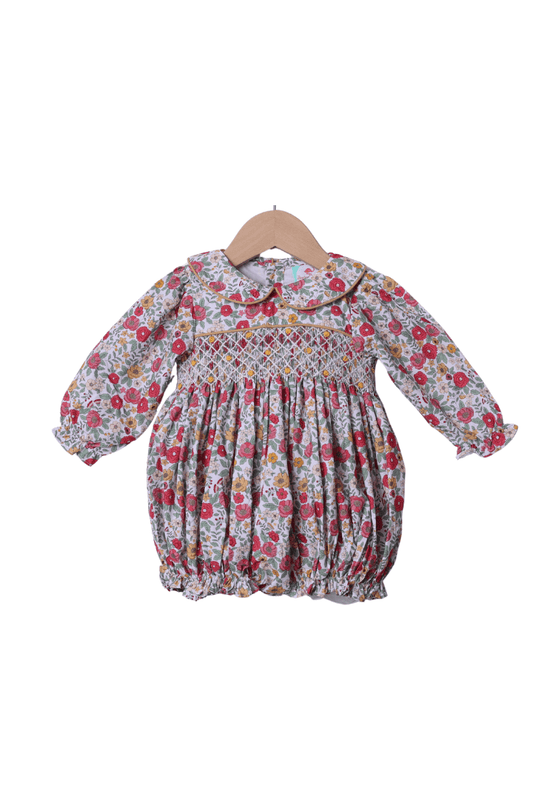 The Smocked Flamingo Apparel & Accessories Smocked Heirloom Fancy Fall Floral Bubble