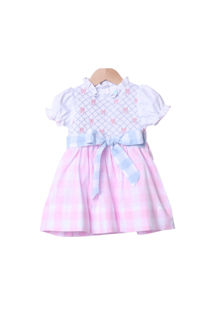 The Smocked Flamingo Apparel & Accessories Smocked Heirloom Gingham Bow Dress