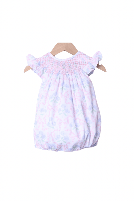 The Smocked Flamingo Apparel & Accessories Smocked Heirloom Hydrangea Bow Bubble