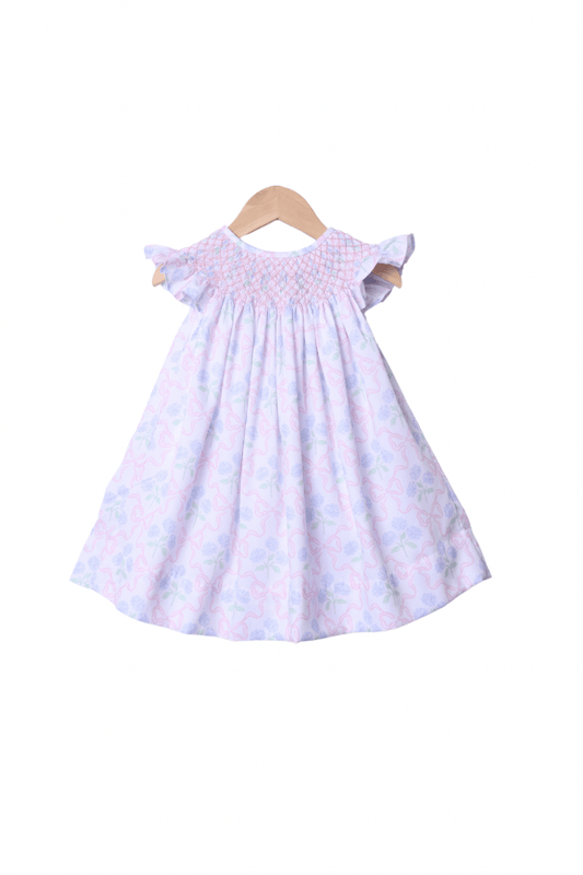 The Smocked Flamingo Apparel & Accessories Smocked Heirloom Hydrangea Bow Dress