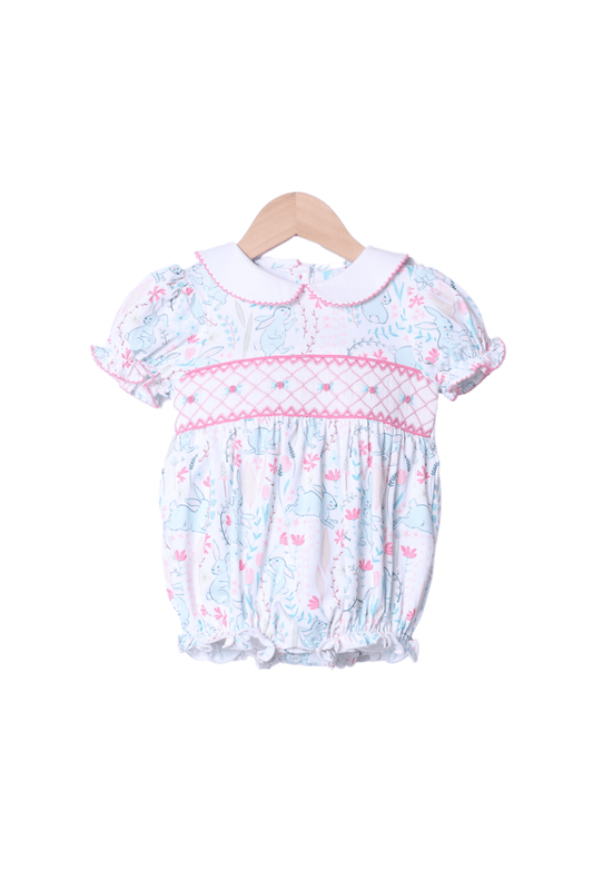 The Smocked Flamingo Apparel & Accessories Smocked Heirloom Pastel Bunny Knit Bubble