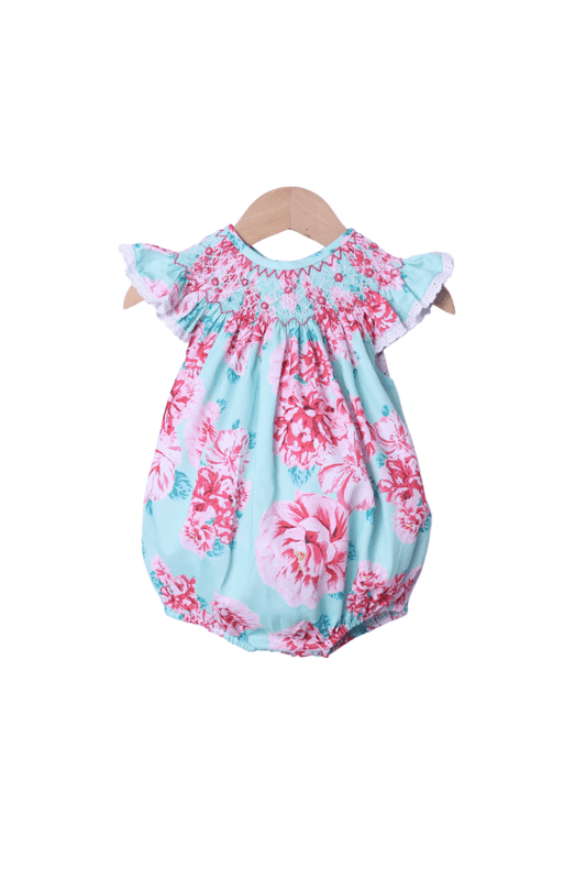 The Smocked Flamingo Apparel & Accessories Smocked Heirloom Pink Peony Bubble