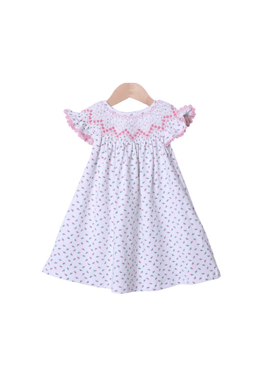 The Smocked Flamingo Apparel & Accessories Smocked Heirloom Rose Bud Bishop Dress