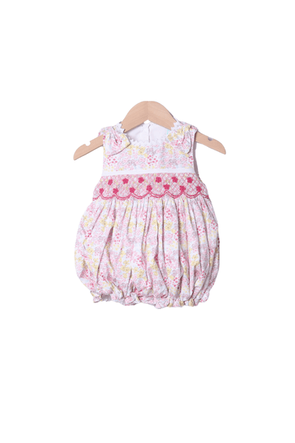 The Smocked Flamingo Apparel & Accessories Smocked Heirloom Spring Floral Bow Bubble