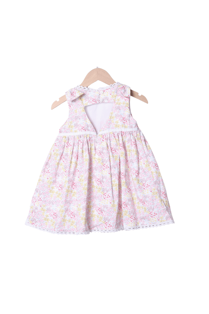 The Smocked Flamingo Apparel & Accessories Smocked Heirloom Spring Floral Bow Dress