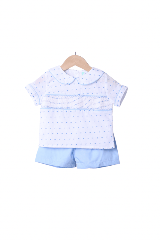 The Smocked Flamingo Apparel & Accessories Smocked Heirloom Swiss Dot Short Set