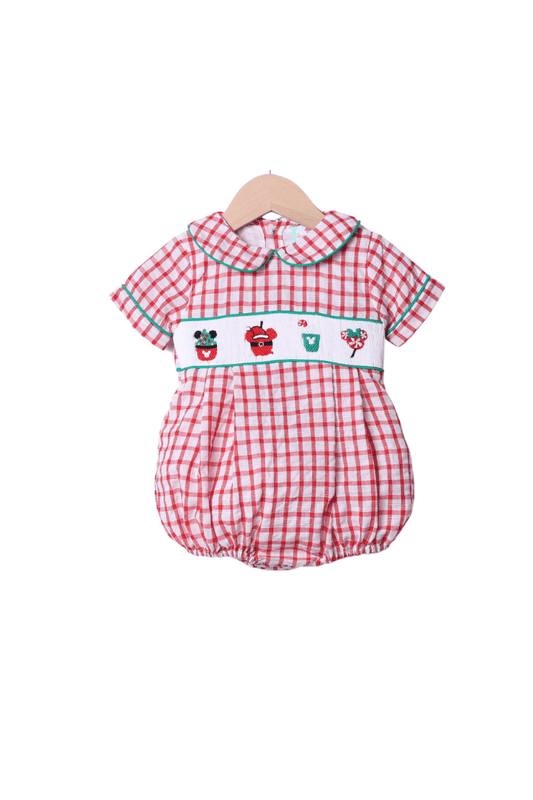 The Smocked Flamingo Apparel & Accessories Smocked Holiday Park Snacks Red Windowpane Bubble