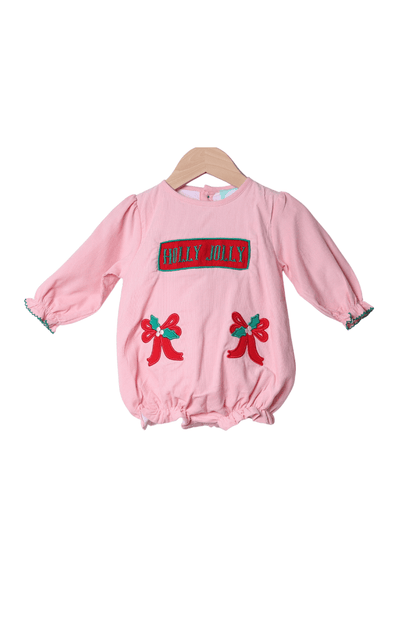 The Smocked Flamingo Apparel & Accessories Smocked Holly Jolly Pink Bow Bubble