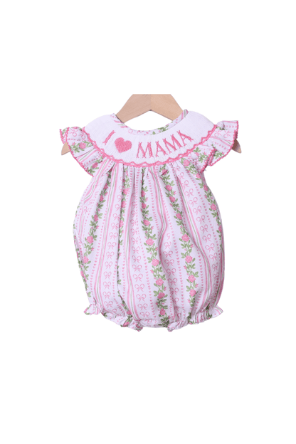 The Smocked Flamingo Apparel & Accessories Smocked I Love Mama Fancy Floral Bubble