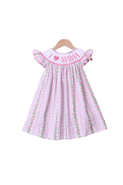 The Smocked Flamingo Apparel & Accessories Smocked I Love Mama Fancy Floral Dress