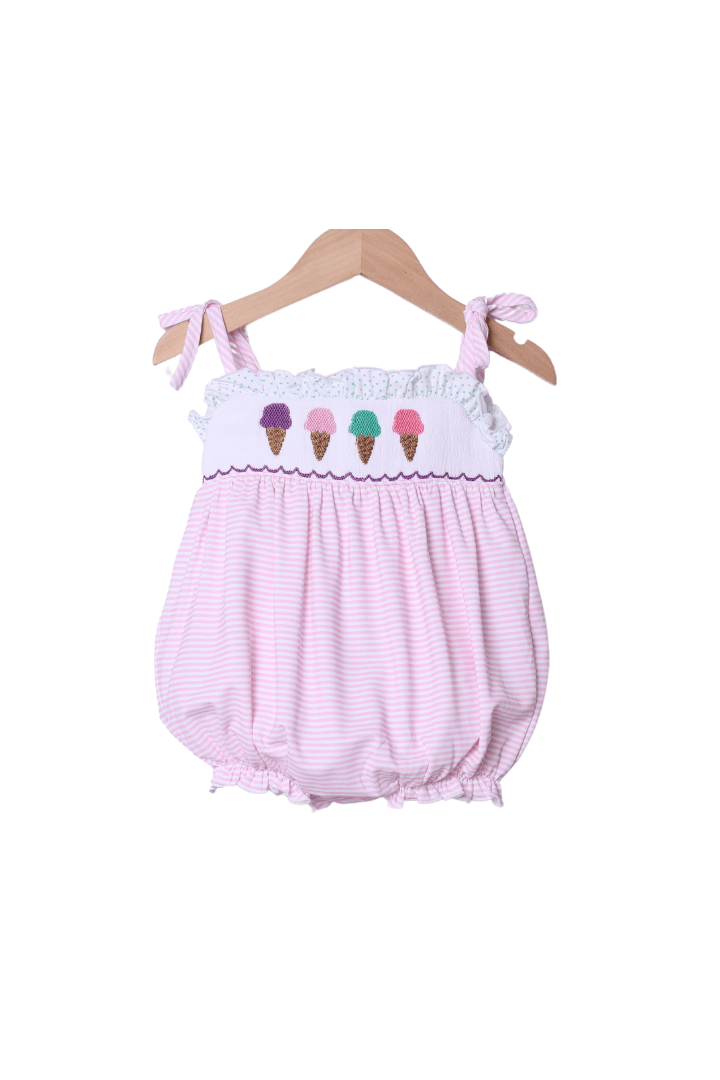Blue Snowman Smocked Bubble