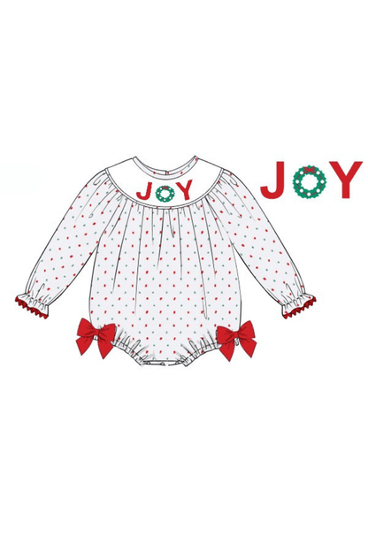 The Smocked Flamingo Apparel & Accessories Smocked Joy Red Swiss Dot Bubble