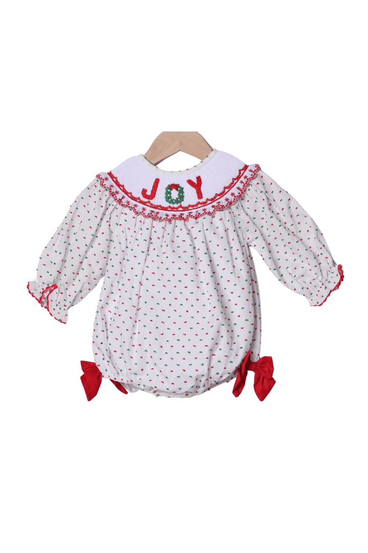 The Smocked Flamingo Apparel & Accessories Smocked Joy Red Swiss Dot Bubble