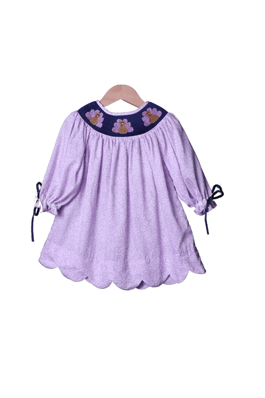 The Smocked Flamingo Apparel & Accessories Smocked Lavender Floral Turkey Dress