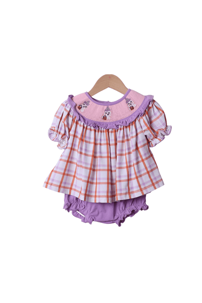 The Smocked Flamingo Apparel & Accessories Smocked Lavender Plaid Ghost Bloomer Set