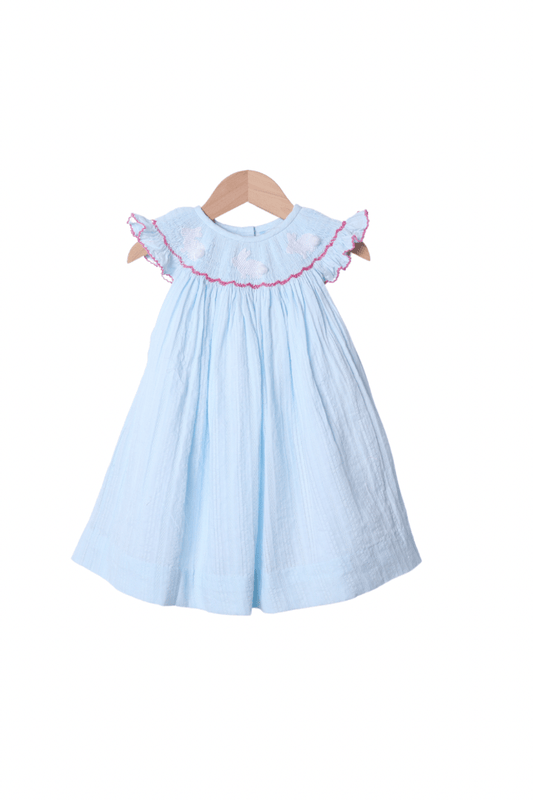 The Smocked Flamingo Apparel & Accessories Smocked Linen Bunny Bishop Dress