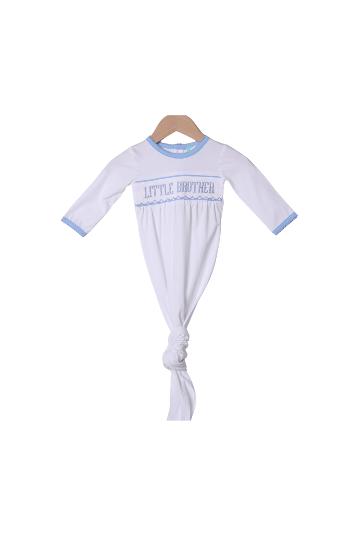 The Smocked Flamingo Apparel & Accessories Smocked Little Brother Light Blue Tie Gown
