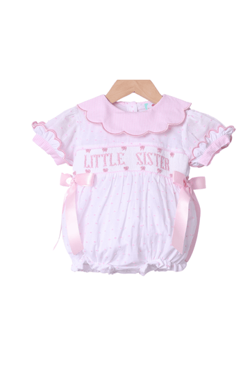 Smocked Little Sister Blue Swiss Dot Bubble main image 1