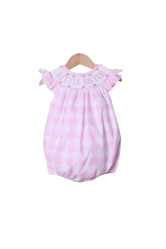 The Smocked Flamingo Apparel & Accessories Smocked Little Sister Pink Buffalo Check Bubble