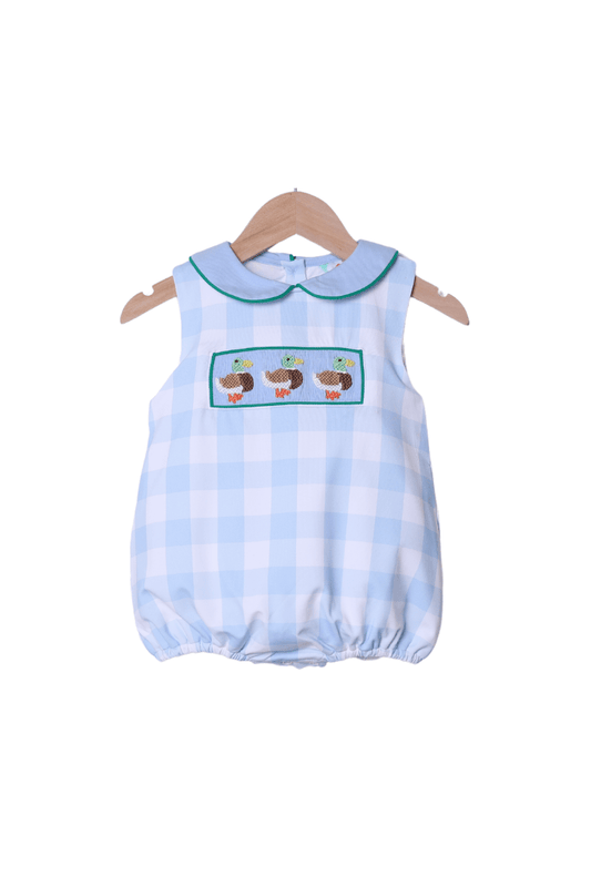 The Smocked Flamingo Apparel & Accessories Smocked Mallard Blue Gingham Bubble