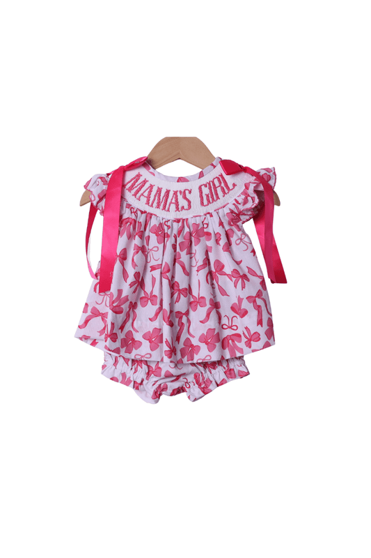 The Smocked Flamingo Apparel & Accessories Smocked Mama's Girl Pink Bow Bloomer Set