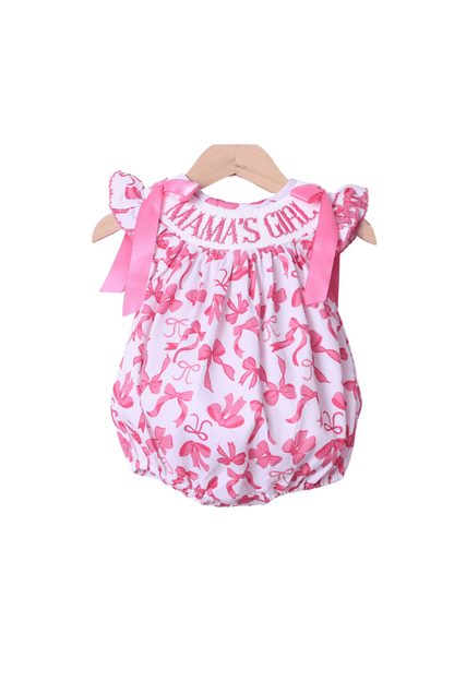 The Smocked Flamingo Apparel & Accessories Smocked Mama's Girl Pink Bow Bubble