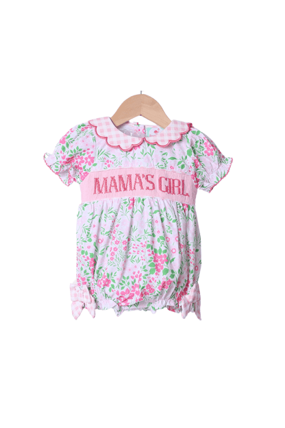 The Smocked Flamingo Apparel & Accessories Smocked Mama's Girl Pink Floral Bubble