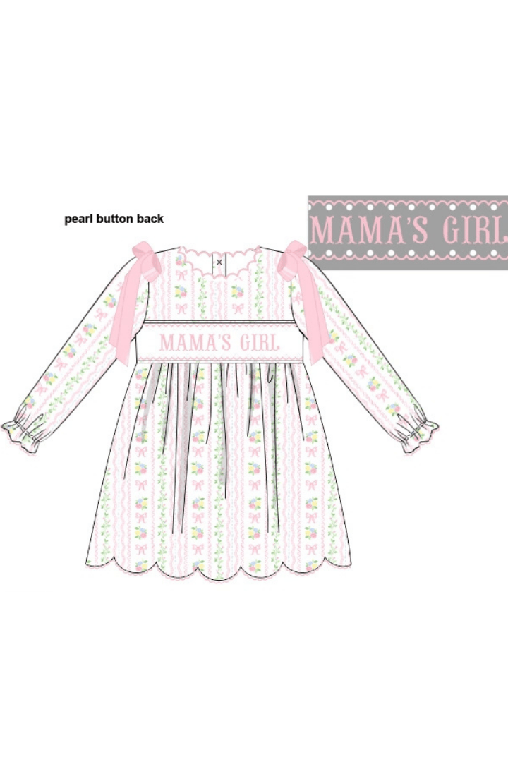 The Smocked Flamingo Apparel & Accessories Smocked Mama's Girl Spring Floral Scalloped Dress