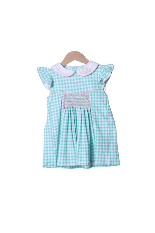 The Smocked Flamingo Apparel & Accessories Smocked Mint Gingham Dress