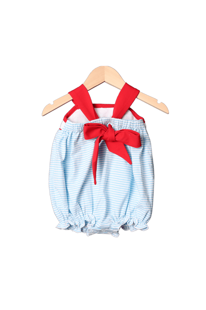 The Smocked Flamingo Apparel & Accessories Smocked Mouse and Friends Red/Blue Stripe Bubble