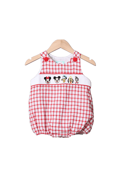 The Smocked Flamingo Apparel & Accessories Smocked Mouse and Friends Red Windowpane Bubble